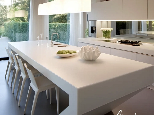 Белый обеденный стол из акрила Corian